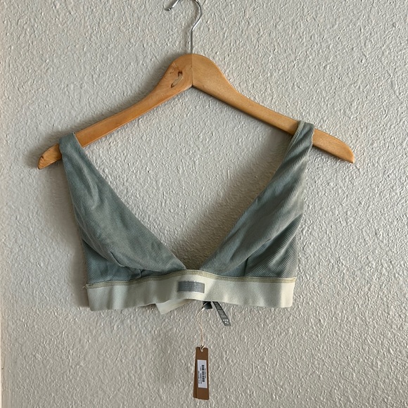 SKIMS Other - Skims Cotton Ribbed Plunge Bralette-Size L-Mineral